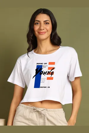 Chozi Women Bio Finish Graphic Printed Round Neck Cotton Boxy T-shirt