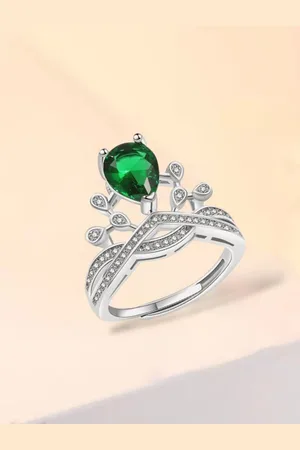 Myki Silver-Plated Cubic Zirconia Stone-Studded Adjustable Finger Ring