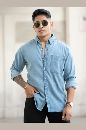 Powerlook Men Button-Down Collar Solid Cotton Casual Shirt