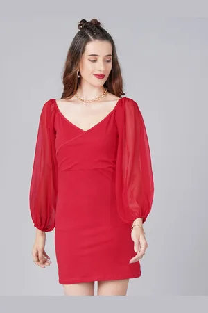 Moda Rapido Women Cotton Puff Sleeve Sheath Dress