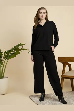 Mast & Harbour Self Design Shirt Collar Tunic With Trouser