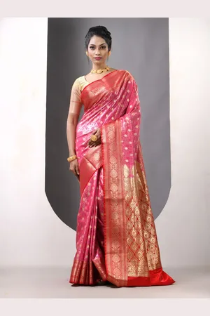 Charukriti Woven Design Zari Silk Blend Banarasi Saree