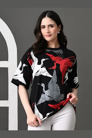 Roadster The Lifestyle Co. Women Bio Finish Animal Printed Cotton Oversized T-shirt
