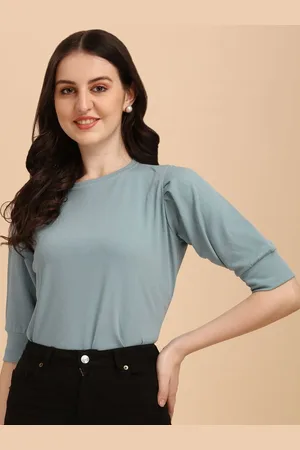 Corsica Women Round Neck Puff Sleeves Top