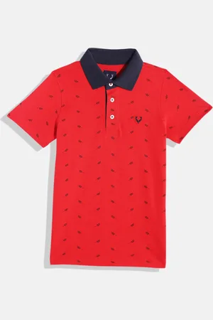 Allen Solly Boys Floral Printed Polo Collar Pure Cotton T-shirt