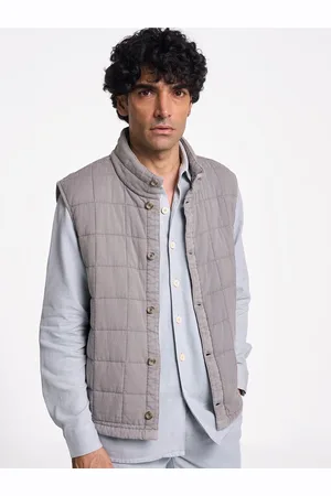 Terra Luna Men Mandarin Collar Solid Cotton Casual Gilet Jacket