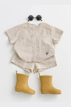 LULU & SKY Kids Striped Pure Cotton Top With Shorts