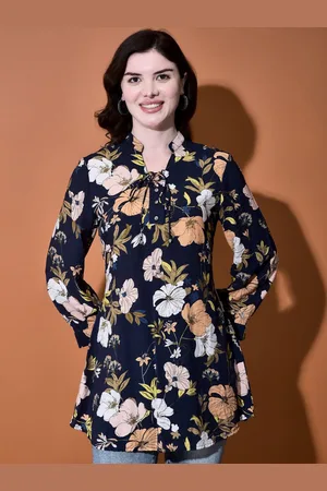 FUTURO REMOTO GIOIELLI Women Floral Printed Mandarin Collar Shirt Style Top
