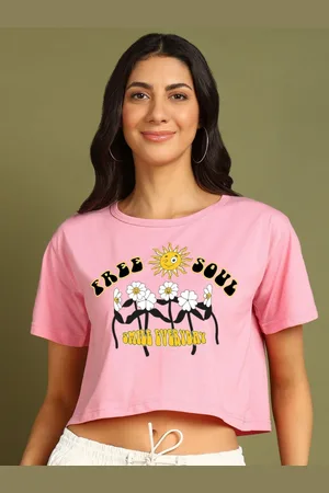 Chozi Women Bio Finish Graphic Printed Round Neck Cotton Boxy T-shirt