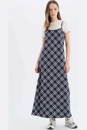 DeFacto Checked A-Line Maxi Dress