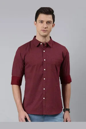 Provogue Men Spread Collar Geometric Printed Cotton Casual Shirt