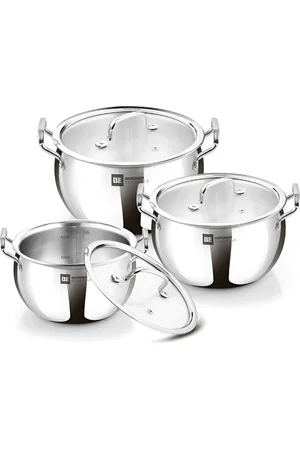 Bergner Silver-Toned Induction Base Aluminium Cookware Set of