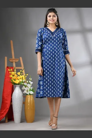 Charukriti Cotton Printed A-line Ethnic Dress