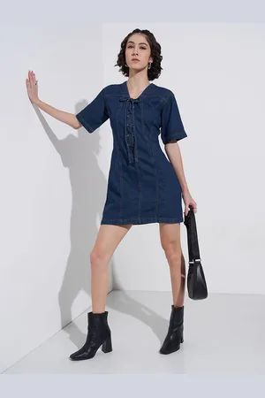 Pantaloons Cotton Solid Above Knee Sheath Dress