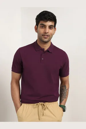 NOBERO Men Solid Polo Collar Cotton T-shirt