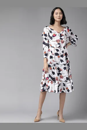 Corsica Women Floral Printed Georgette Fit and Flare Dress