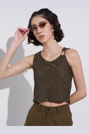 Pantaloons Self Design Mocha Mouse Tank Top