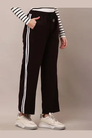 BAESD Women Striped Relaxed Straight Leg Mid-Rise Trouser