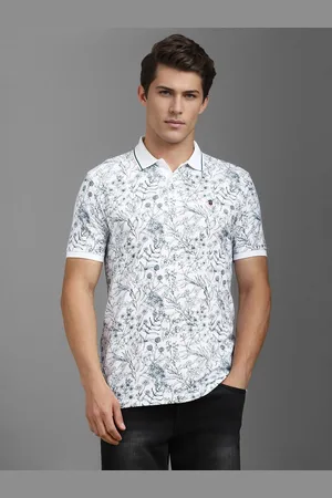 Louis Philippe Men Floral Printed Polo Collar Cotton T-shirt
