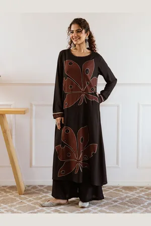 Ishin Floral Printed Round Neck Straight Kurta With Palazzos
