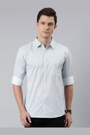 Provogue Men Spread Collar Micro Ditsy Printed Cotton Casual Shirt