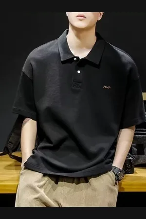 Stylecast Men Solid Polo Collar Silk Oversized T-shirt