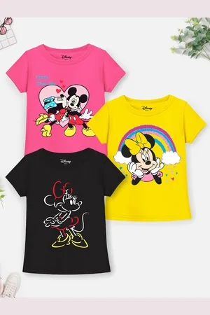 Miss and Chief Girls Pack Of 3 Minnie & Daisy Graphic Printed Cotton T-shirts
