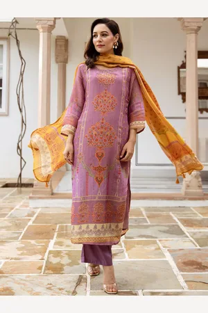 Ishin Floral Printed Beads And Stones Straight Kurta With Trousers And Dupatta