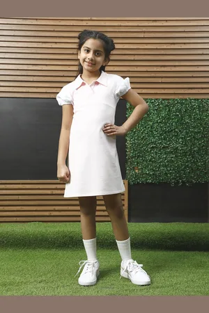 ATHENA Girls Puff Sleeve A-Line Dress