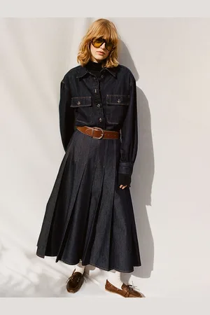 H&M Pleated Denim Skirt