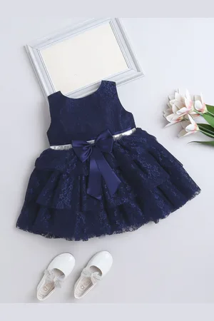 The Magic Wand Girls Self Design Bow Detail Fit & Flare Dress