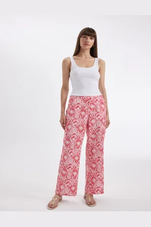 DeFacto Women Floral Printed Regular Fit Parallel Trousers
