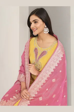 Ishin Floral Yoke Design Thread Work Straight Kurta With Trousers And Dupatta