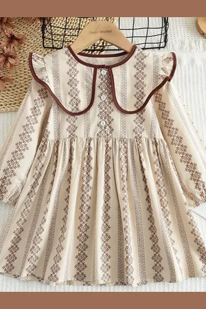 LULU & SKY Girls Fit and Flare Long Sleeves Tiered Dress