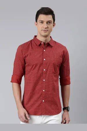 Provogue Men Spread Collar Geometric Printed Cotton Casual Shirt