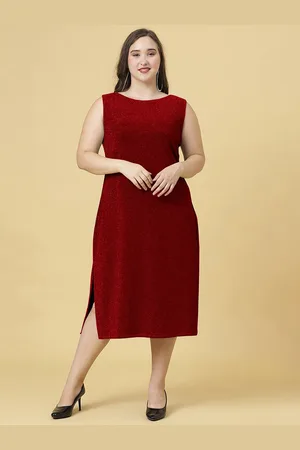 Curvy Lane Women Boat Neck A-Line Midi Dress