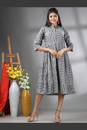 Charukriti Striped Cotton Midi Dress