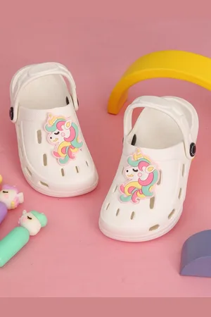 Yellow bee Girls Printed Rubber Clogs