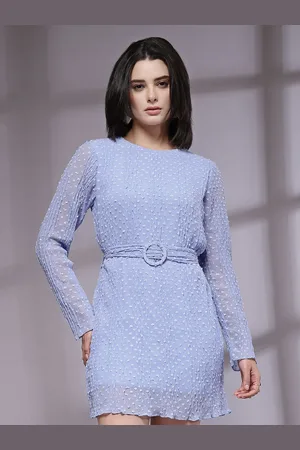 KASSUALLY Women Self Design Sheath Above Knee Dress with Belt