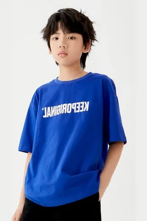 LULU & SKY Boys Typography Printed Round Neck Cotton Oversized T-shirt