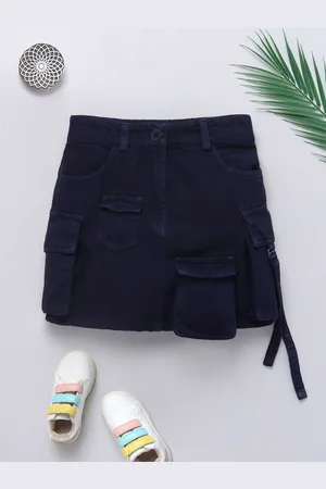 naughty ninos Girls Pure Cotton Mini A-Line Cargo Skirt