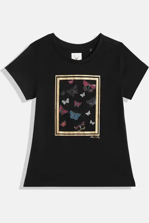 Allen Solly Girls Printed Pure Cotton Applique T-shirt
