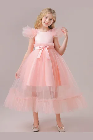 LULU & SKY Girls Flutter Sleeves Fit & Flare Midi Dress