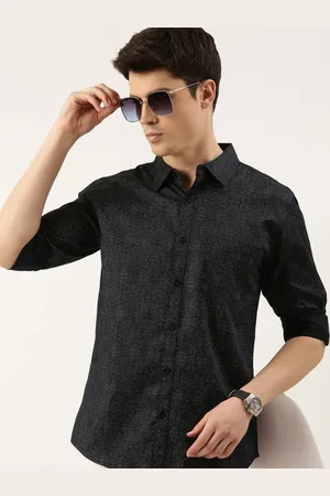 Provogue Men Spread Collar Geometric Printed Cotton Casual Shirt