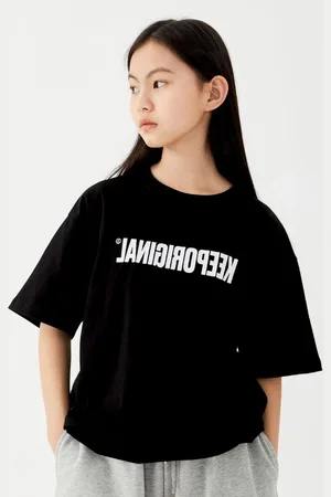 LULU & SKY Girls Typography Printed Round Neck Cotton Oversized T-shirt