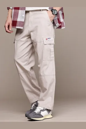 WROGN Men Loose Fit Pure Cotton Cargo Trousers