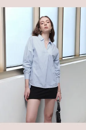French Connection Striped Pure Cotton Shirt Style Top