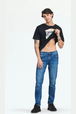 LOVEGEN Men Clean Look Whiskers Light Fade Skinny Fit Stretchable Jeans