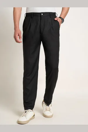 Pantaloons Men Mid-Rise Pleated Trousers
