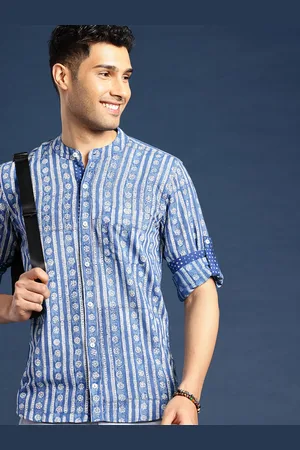 Taavi Men Comfort Hand Block Floral Printed Pure Cotton Casual Shirt
